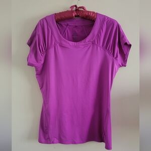 Prana Pink and Purple Fitted Short Sleeve Tee